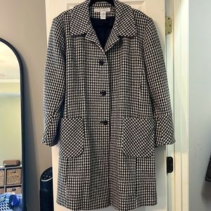 Vintage Houndstooth Winter Wool Coat